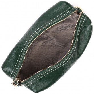 Зелена універсальна шкіряна сумочка клатч на зап'ясті, через плече жіноча барсет. . фото 5