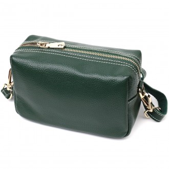 Зелена універсальна шкіряна сумочка клатч на зап'ясті, через плече жіноча барсет. . фото 3