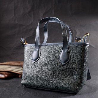 Жіноча елегантна маленька блакитна сумка пошет, сумочка з натуральної шкіри.
Не . . фото 7
