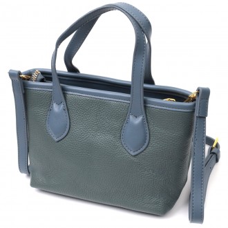 Жіноча елегантна маленька блакитна сумка пошет, сумочка з натуральної шкіри.
Не . . фото 3