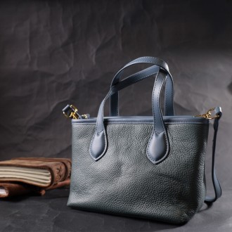 Жіноча елегантна маленька блакитна сумка пошет, сумочка з натуральної шкіри.
Не . . фото 8