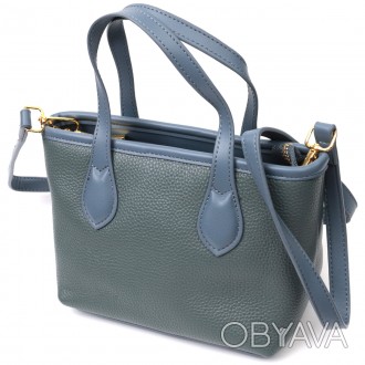 Жіноча елегантна маленька блакитна сумка пошет, сумочка з натуральної шкіри.
Не . . фото 1