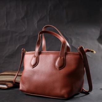 Жіноча елегантна маленька коричнева сумка пошет, сумочка з натуральної шкіри.
Не. . фото 9