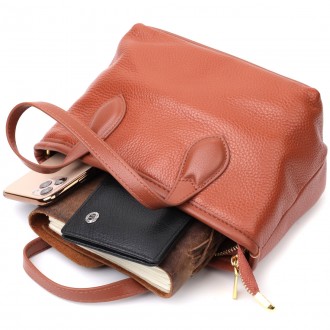 Жіноча елегантна маленька коричнева сумка пошет, сумочка з натуральної шкіри.
Не. . фото 5