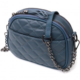 Оригінальна, стильна сумочка купол синя на ланцюжку через плече виготовлена з на. . фото 2