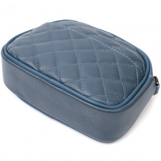 Оригінальна, стильна сумочка купол синя на ланцюжку через плече виготовлена з на. . фото 4