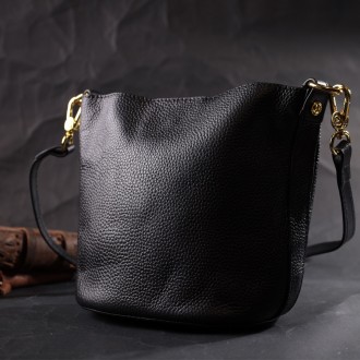 Жіноча шкіряна сумка чорна, сумочка на плече, через плече.
Особливість: знімний . . фото 7