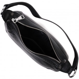 Жіноча сумка шкіряна чорна сумочка з однією ручкою і знімним ремінцем на плече, . . фото 5