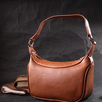 Жіноча руда сумка шкіряна сумочка з однією ручкою і знімним ремінцем на плече, ч. . фото 10