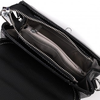 Стильна шкіряна сумочка сетчел чорна на плече, через плече з ручкою та знімним т. . фото 6