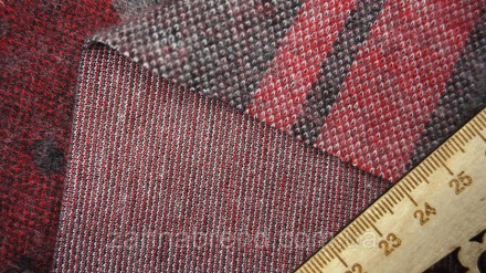  Ткань байка на х/б основе цвет серо-бордовый "Клетка" - приятная на ощупь, плот. . фото 5