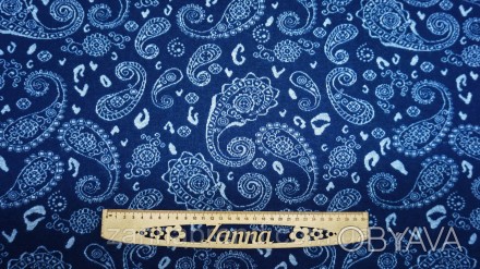  Трикотажная ткань с небольшим начесом цвет темно-синий "Турецкий огурец" - мягк. . фото 1