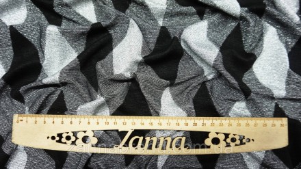  Трикотажная ткань черно-серого цвета с серебристой люрексовой нитью "Ромбы" - м. . фото 6