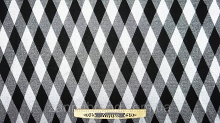  Трикотажная ткань черно-серого цвета с серебристой люрексовой нитью "Ромбы" - м. . фото 3