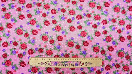  Ткань вискоза цвет розовый "Розы" - мягкая, нежная, скользящая, струящаяся, лег. . фото 2