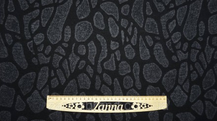  Трикотажная ткань с небольшим начесом цвет черно-серый "Камушки" - мягкая, пода. . фото 2
