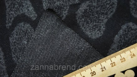  Трикотажная ткань с небольшим начесом цвет черно-серый "Камушки" - мягкая, пода. . фото 5
