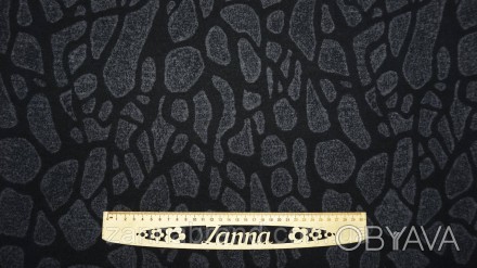  Трикотажная ткань с небольшим начесом цвет черно-серый "Камушки" - мягкая, пода. . фото 1