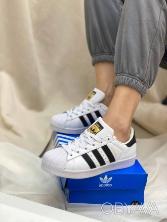 Женские кроссовки белые Adidas Superstar Classic (00460) 
Легендарные кроссовки . . фото 1