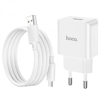 Мережева зарядка для телефону HOCO Leisure Micro USB Cable single port charger C. . фото 9