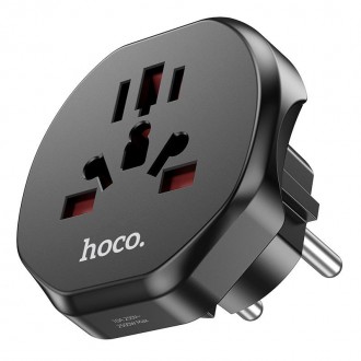 Перехідник для розеток HOCO Unimpeded universal conversion plug AC6 / 10A, 2500W. . фото 5