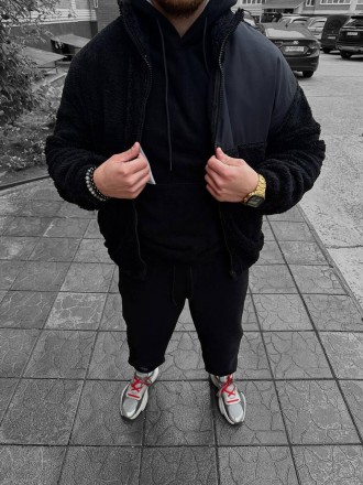 
Куртка мужская черная оверсайз весна-осень плюшевая без капюшона Мягуська Chas . . фото 4