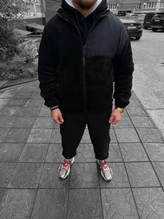 
Куртка мужская черная оверсайз весна-осень плюшевая без капюшона Мягуська Chas . . фото 3