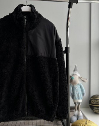 
Куртка мужская черная оверсайз весна-осень плюшевая без капюшона Мягуська Chas . . фото 5