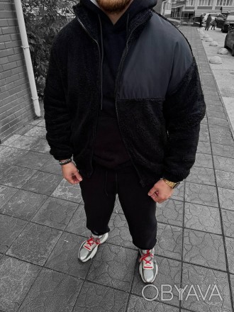 
Куртка мужская черная оверсайз весна-осень плюшевая без капюшона Мягуська Chas . . фото 1