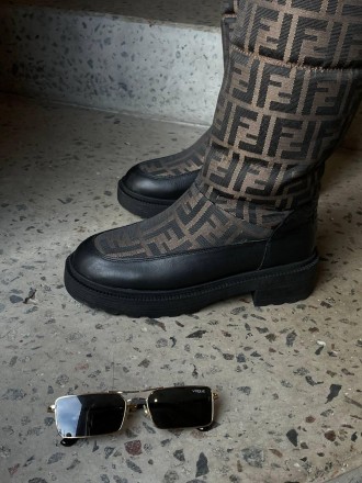 Ботинки женские черные Fendi Boots HIgh Black Brown Winter Fur
Женские ботинки Ф. . фото 7
