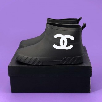 Женские ботинки черные весна-осень Chanel Rubber Black 
Женские ботинки Шанель в. . фото 2