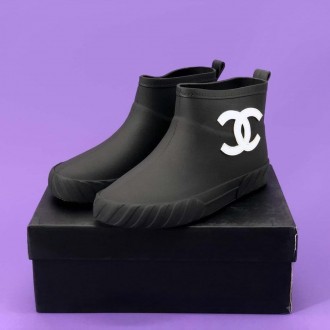 Женские ботинки черные весна-осень Chanel Rubber Black 
Женские ботинки Шанель в. . фото 4