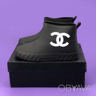 Женские ботинки черные весна-осень Chanel Rubber Black 
Женские ботинки Шанель в. . фото 1