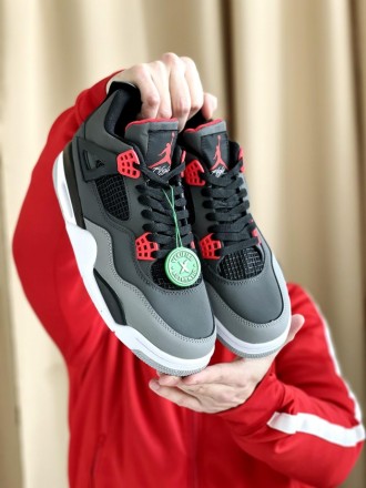 Кроссовки мужские серые Jordan 4 Retro 'Infrared' Grey Red Black White
Мужские с. . фото 2