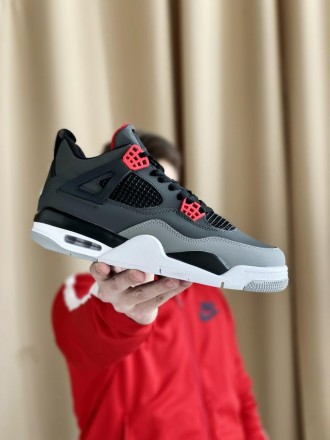 Кроссовки мужские серые Jordan 4 Retro 'Infrared' Grey Red Black White
Мужские с. . фото 3