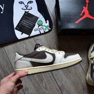 Кроссовки мужские коричневые Jordan 1 Retro Low x Travis Scott Low OG “Reverse M. . фото 7