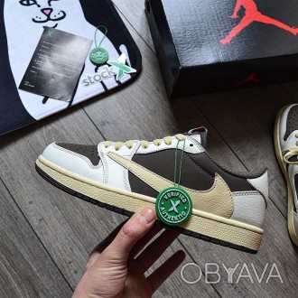 Кроссовки мужские коричневые Jordan 1 Retro Low x Travis Scott Low OG “Reverse M. . фото 1