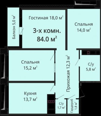 Продаж 3-кімнатної квартири, загальною площею 86м2. Квартира розташована на 9 по. Киевский. фото 3