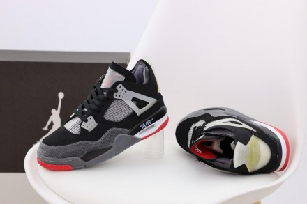 Кроссовки мужские черные Jordan Retro 4 Black Red Grey
Черные мужские спортивные. . фото 7