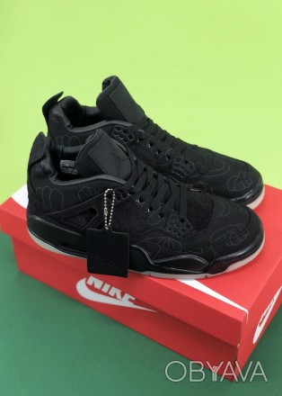 Кроссовки мужские черные Jordan Retro 4 Black 
Черные мужские спортивные кроссов. . фото 1