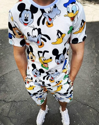 
Костюм мужской летний белый молодёжный футболка и шорты с принтом Disney
С прих. . фото 2