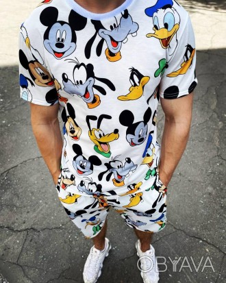 
Костюм мужской летний белый молодёжный футболка и шорты с принтом Disney
С прих. . фото 1