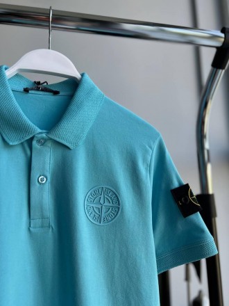 
Футболка Поло мужская голубая повседневная лето брендовая Stone Island Polo (Ст. . фото 9