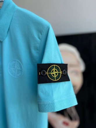 
Футболка Поло мужская голубая повседневная лето брендовая Stone Island Polo (Ст. . фото 5