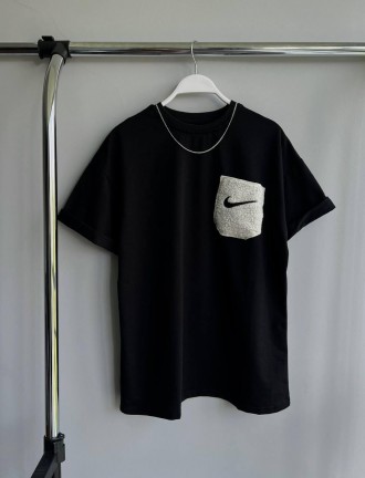 
Футболка мужская чёрная повседневная с коротким рукавом лето брендовая с карман. . фото 2