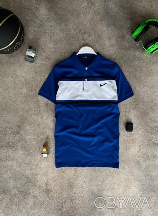
Футболка поло мужская синяя повседневная с коротким рукавом брендовая Nike Polo. . фото 1