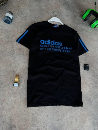
Футболка мужская чёрная повседневная с коротким рукавом лето брендовая Adidas (. . фото 3