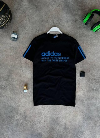 
Футболка мужская чёрная повседневная с коротким рукавом лето брендовая Adidas (. . фото 2