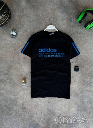 
Футболка мужская чёрная повседневная с коротким рукавом лето брендовая Adidas (. . фото 1