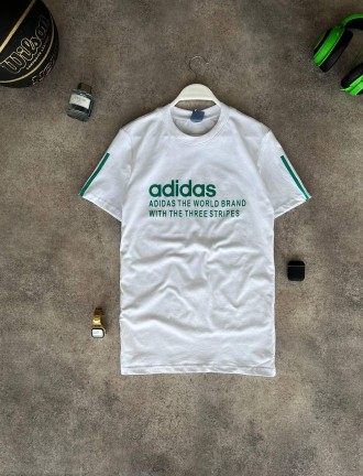
Футболка мужская белая повседневная с коротким рукавом лето брендовая Adidas (А. . фото 2